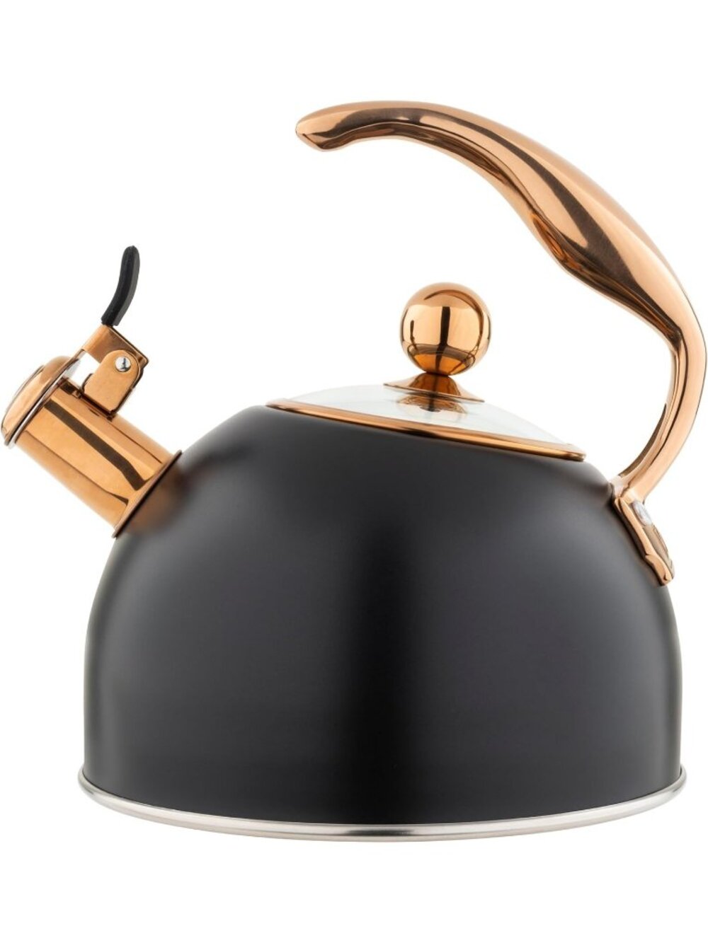 Viking 2.6 Qt 3-Ply Stainless Steel Kitchen Tea Kettle Black Induction Stovetop